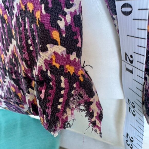 100% Silk Purple Patterned Cropped Pants - Picture 11 of 12